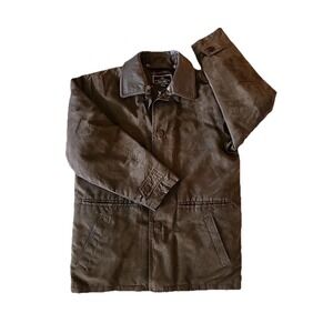 Rainforest Barn Coat Down Liner Leather Collar Casual Chore Jacket Brown Mens M